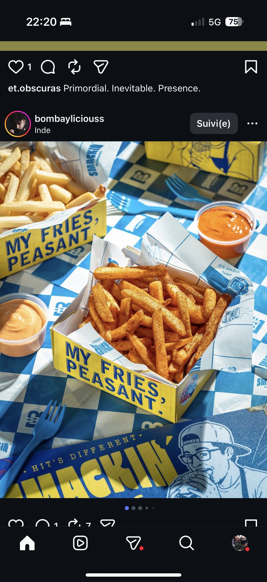 Packaging frites Smackin Burgers My Fries Peasant