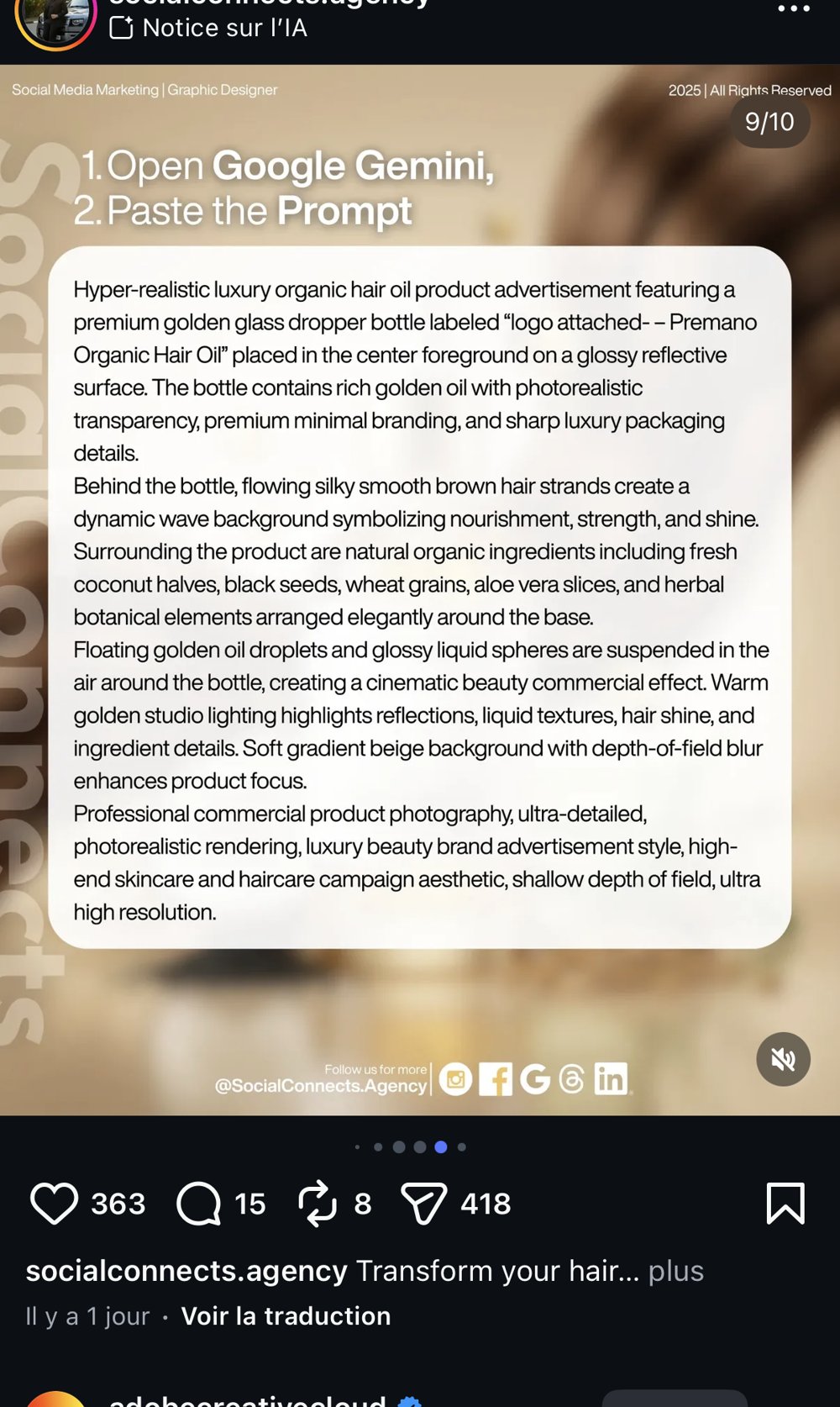 socialconnects.agency — prompt texte skincare luxe