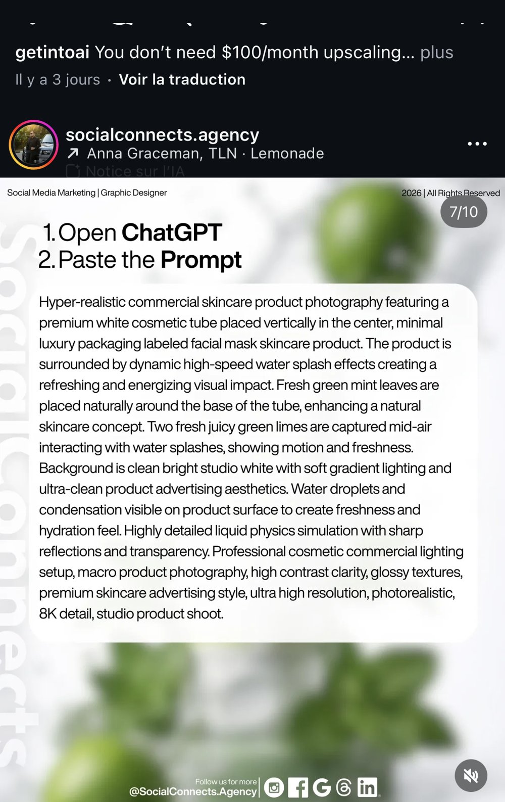 socialconnects.agency — prompt texte tea tree