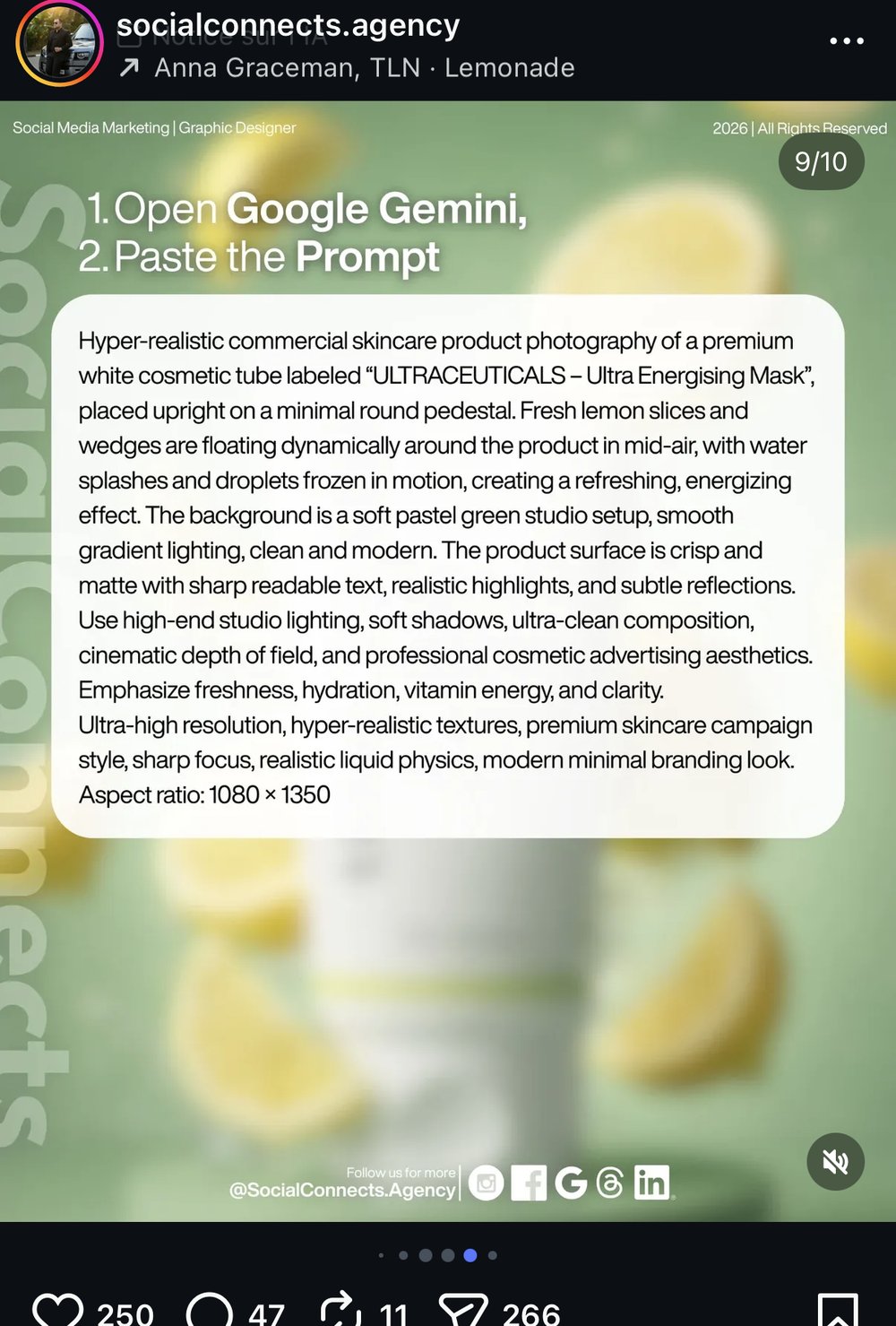 Prompt Gemini packshot skincare Ultraceuticals citrons