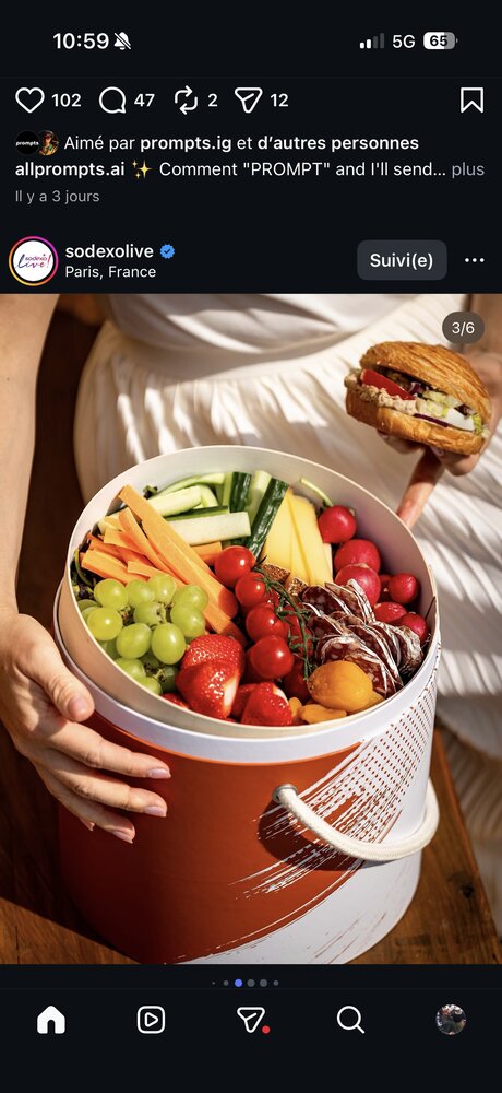 Panier garni de fruits et légumes frais
