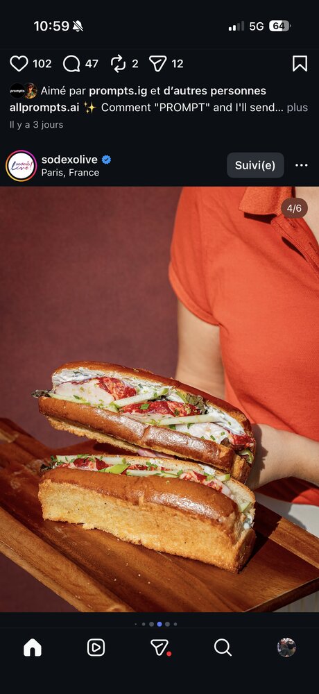 Sandwich gastronomique tranché