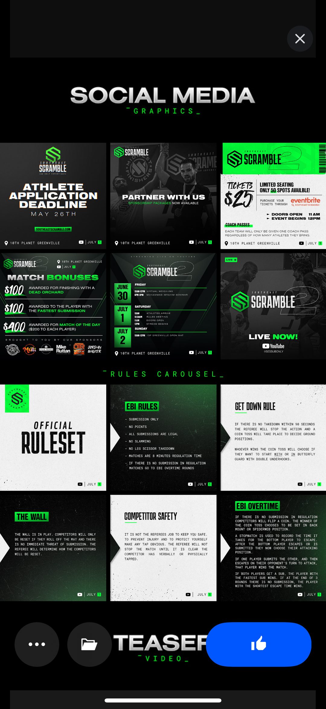 Southeast Scramble — identité graphique tournoi de grappling