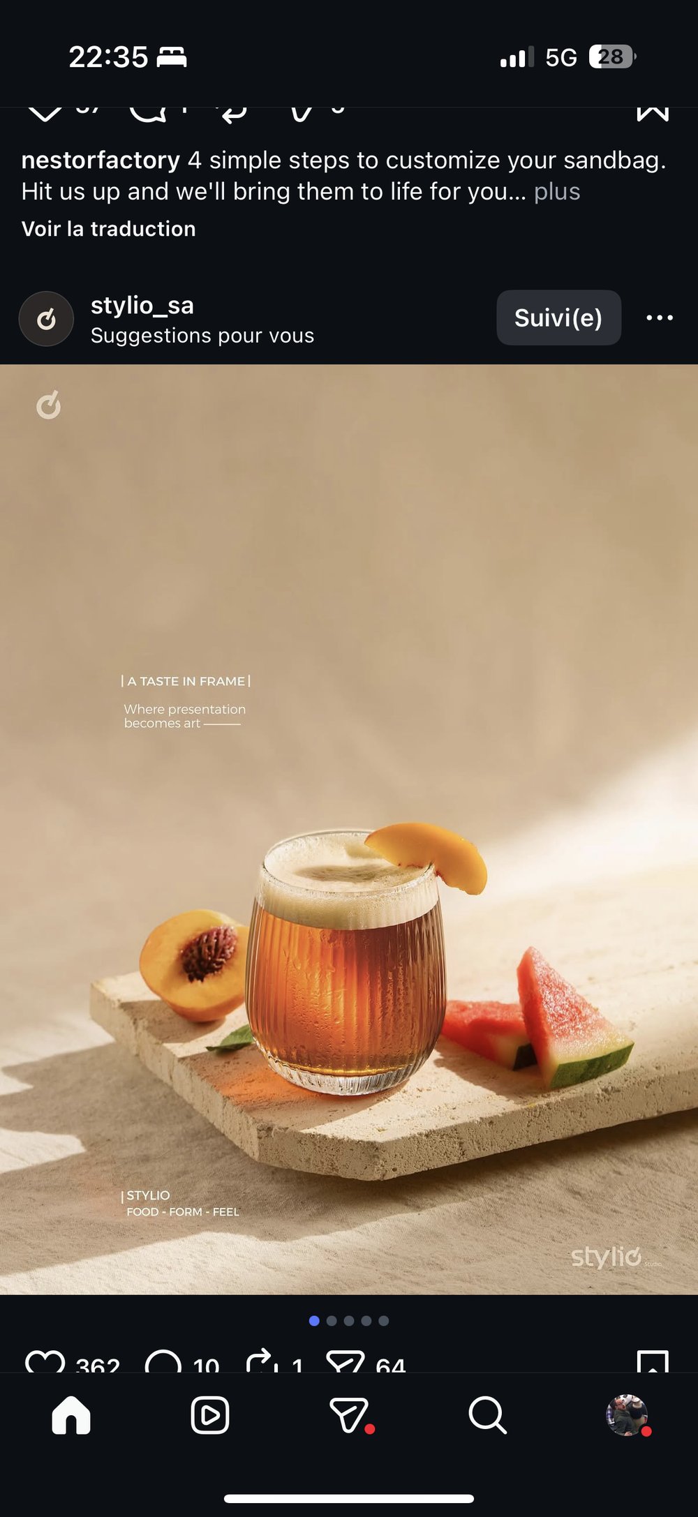 Cocktail the glace peche pasteque mise en scene