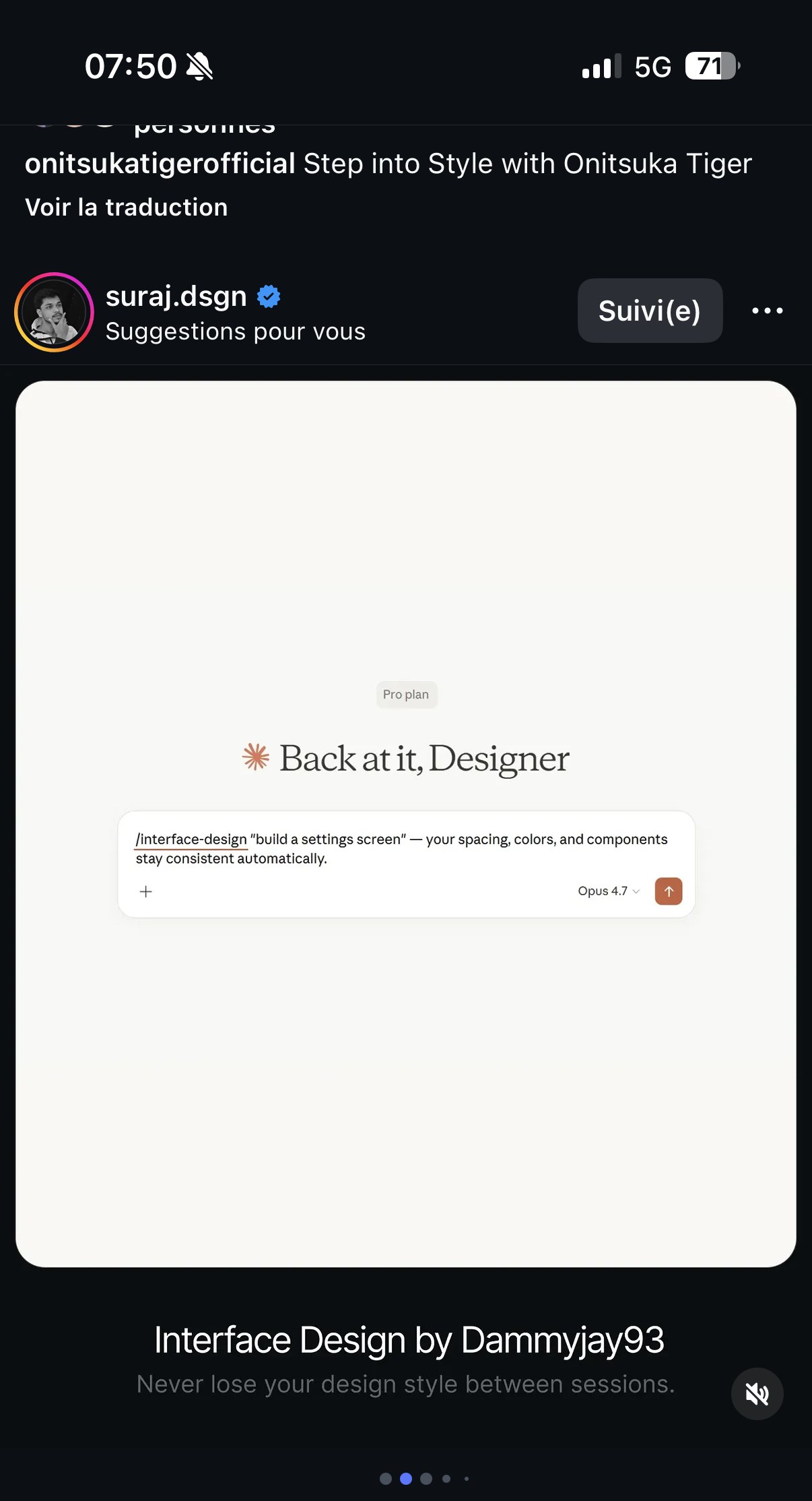 « /interface-design “build a settings screen” — your spacing, colors, and components stay consistent automatically » (Interface Design by Dammyjay93)