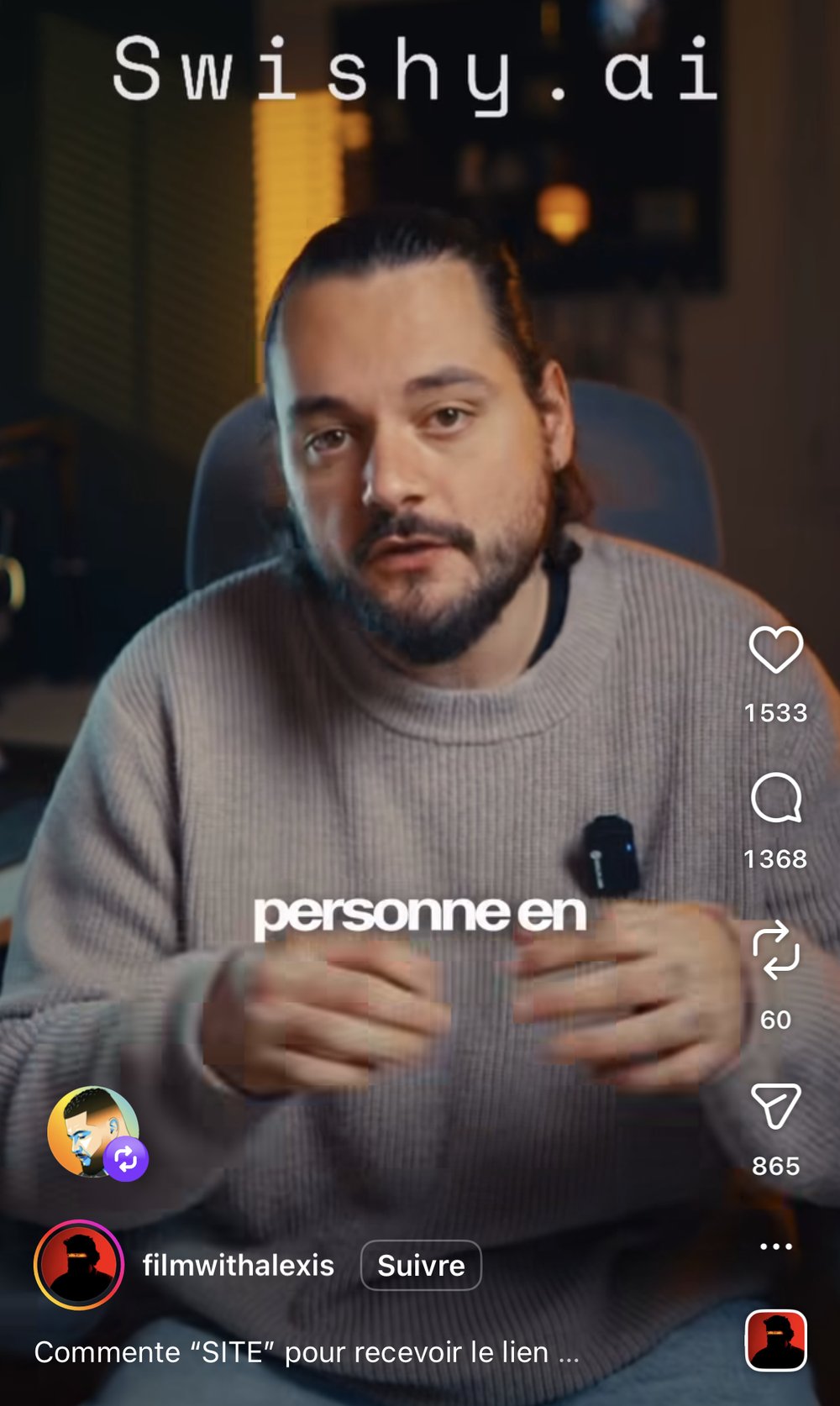 Swishy.ai (via filmwithalexis) — reel outil de génération de sites cinématiques