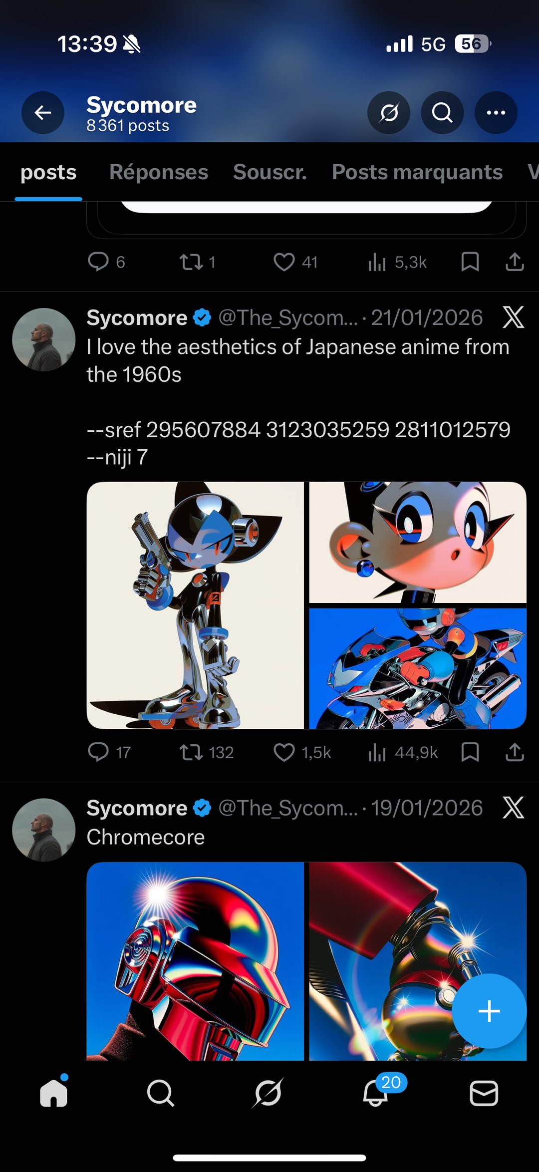 Sycomore - prompts Midjourney niji chromecore et anime 60s
