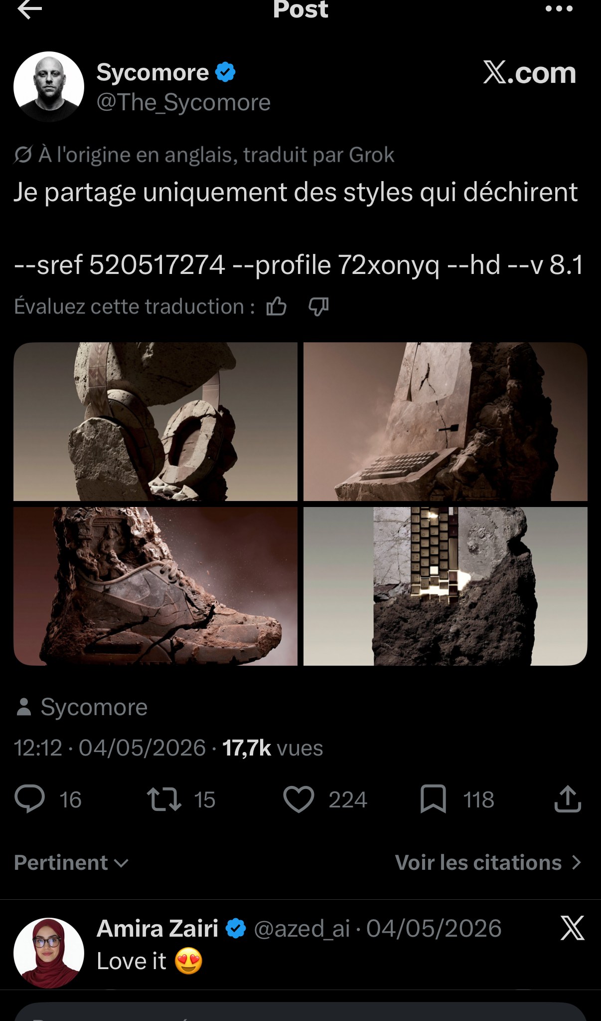 Deuxième exemple de style reproduit via --sref