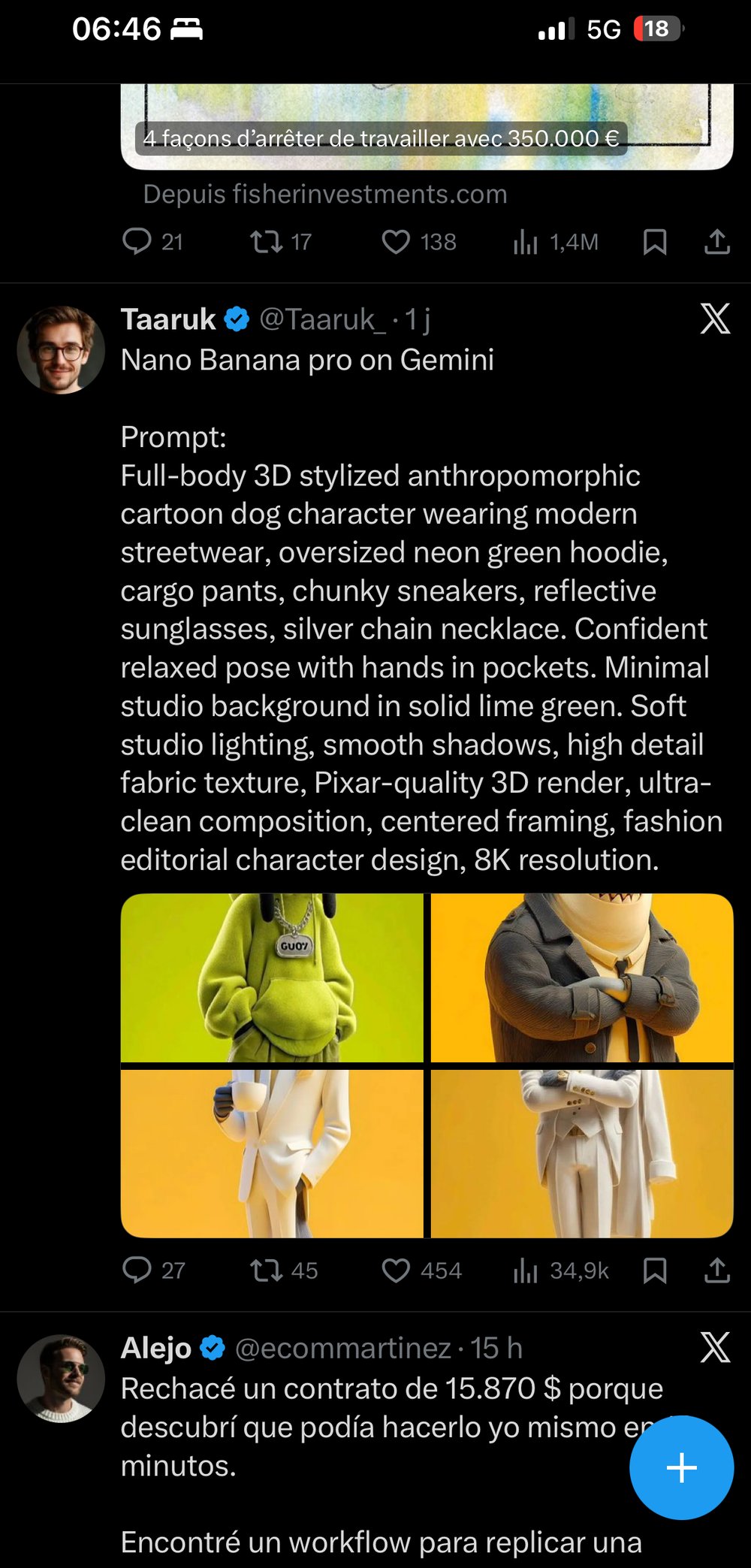 Personnage 3D chien streetwear hoodie neon Nano Banana Pro
