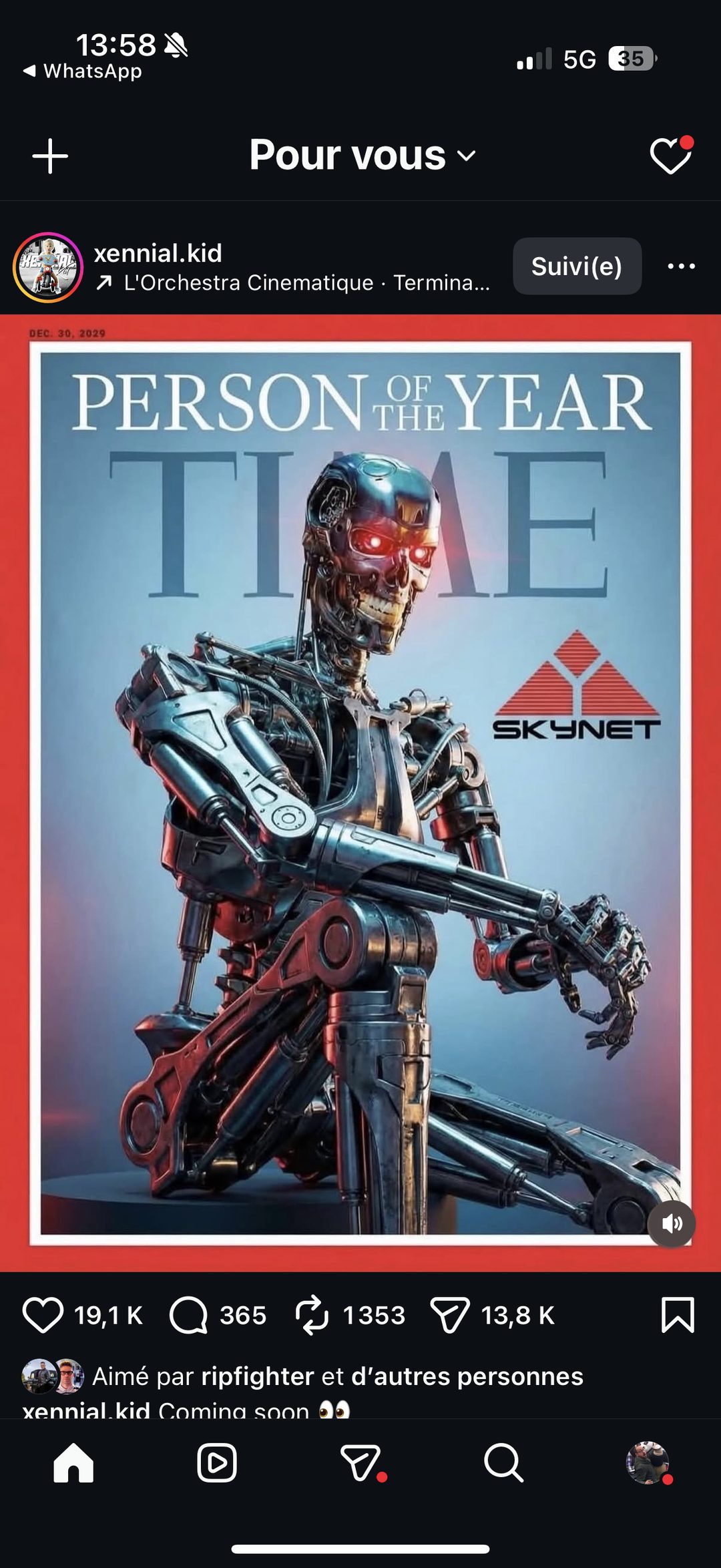 Couverture TIME Person of the Year Skynet Terminator IA