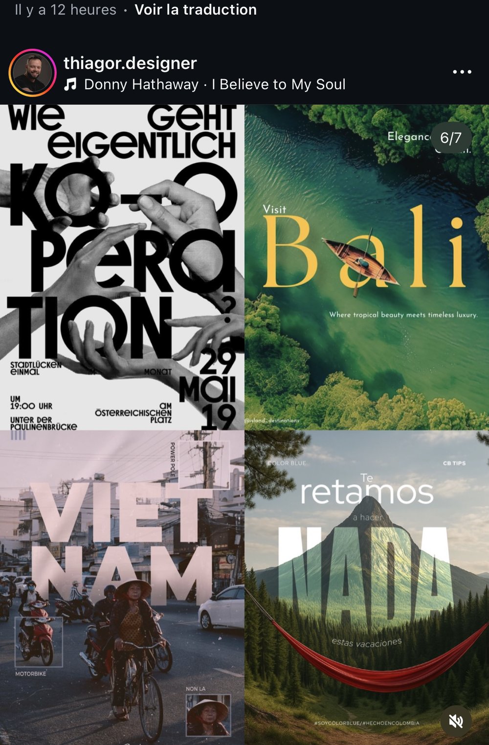 Affiches « Koperation », « Visit Bali », « Vietnam », « Te retamos a hacer NADA »