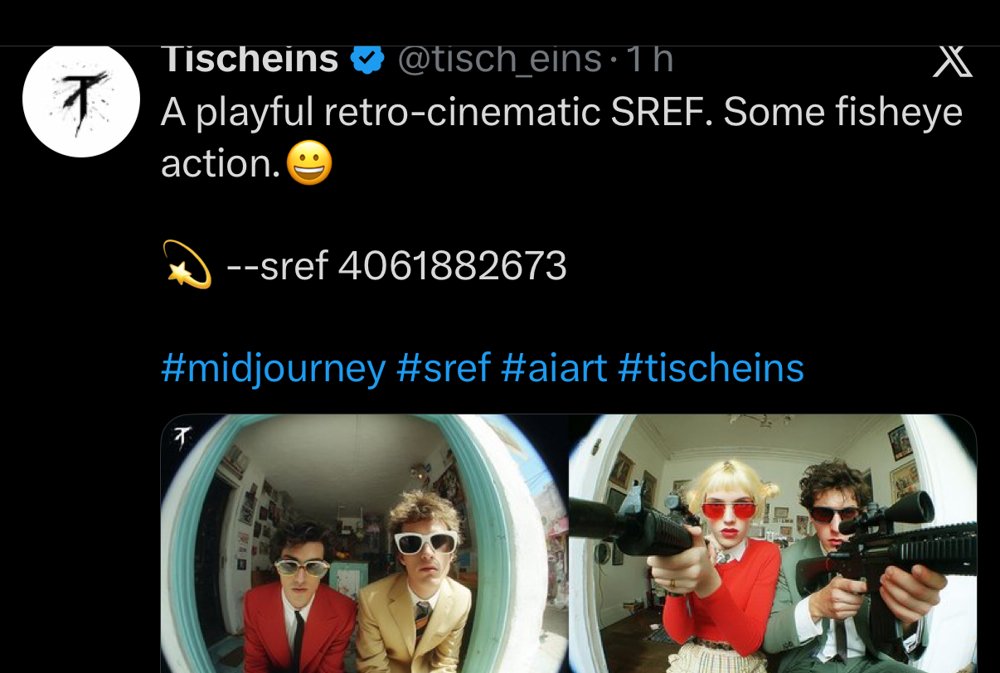 Style retro cinematographique fisheye sref Tischeins
