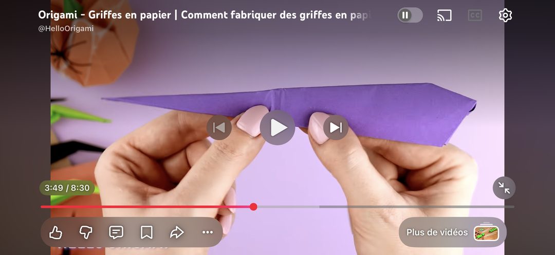 Tutoriel YouTube - Fabrication de griffes en origami