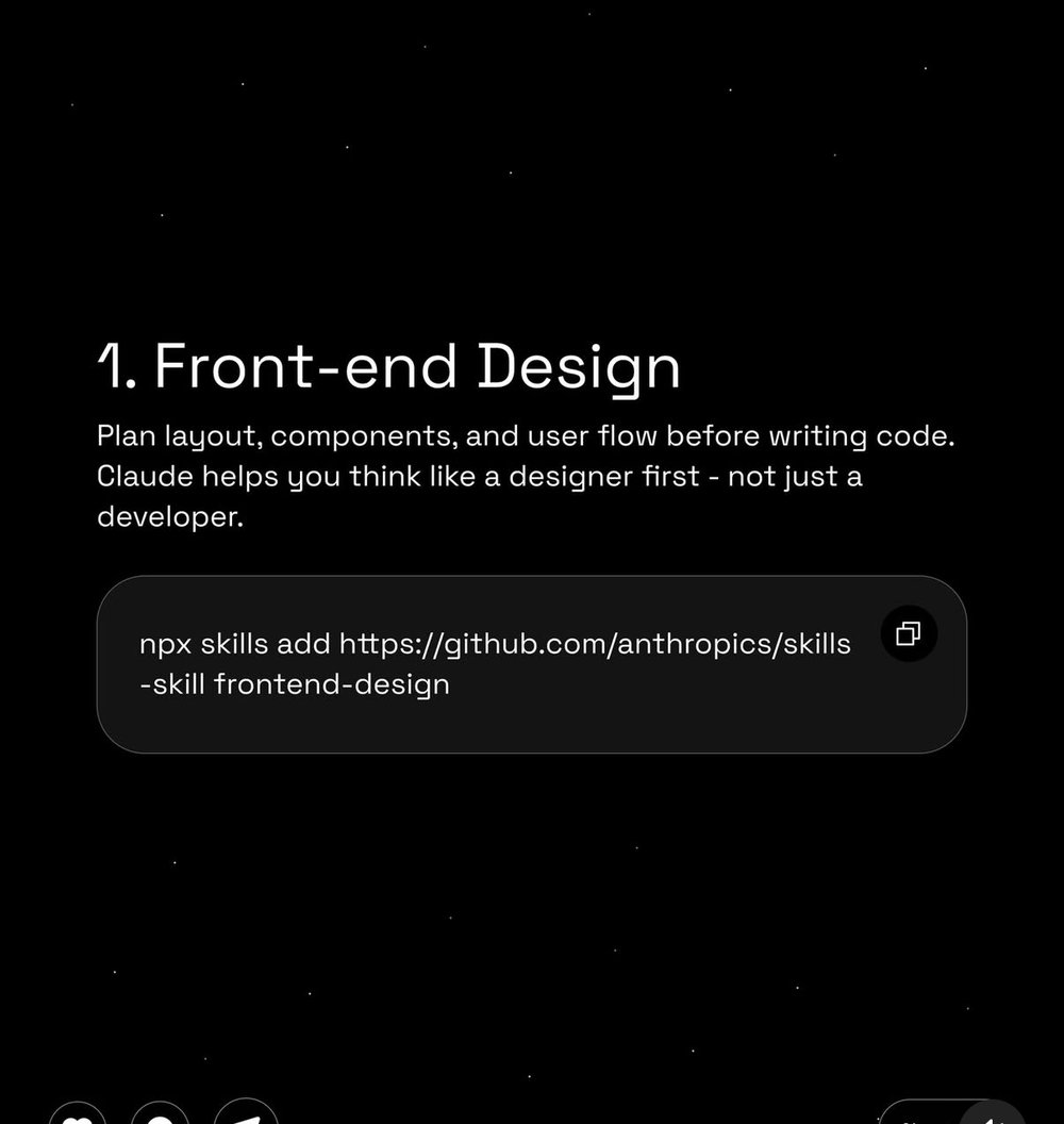 UI Gradient — catalogue « 6 Claude Skills » (commandes npx prêtes à copier)