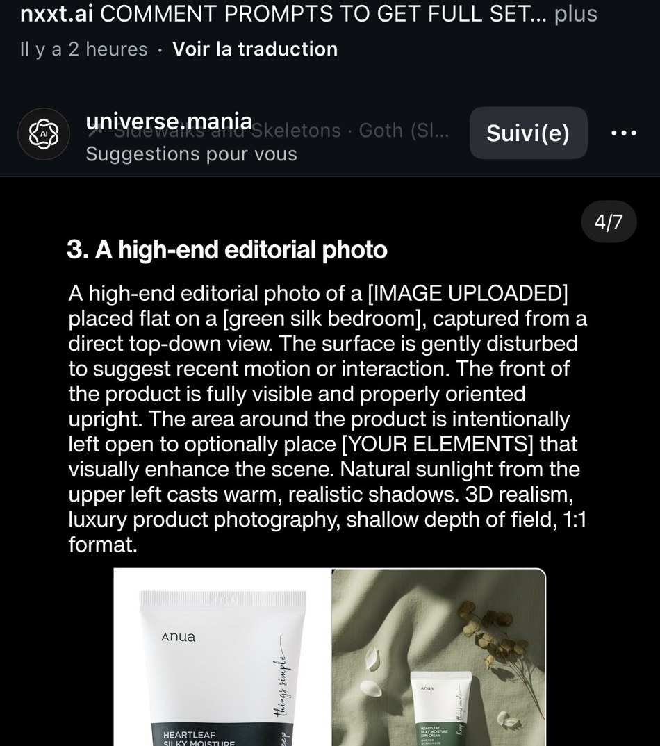 universe.mania — « 3. A high-end editorial photo », exemple packshot soin de peau
