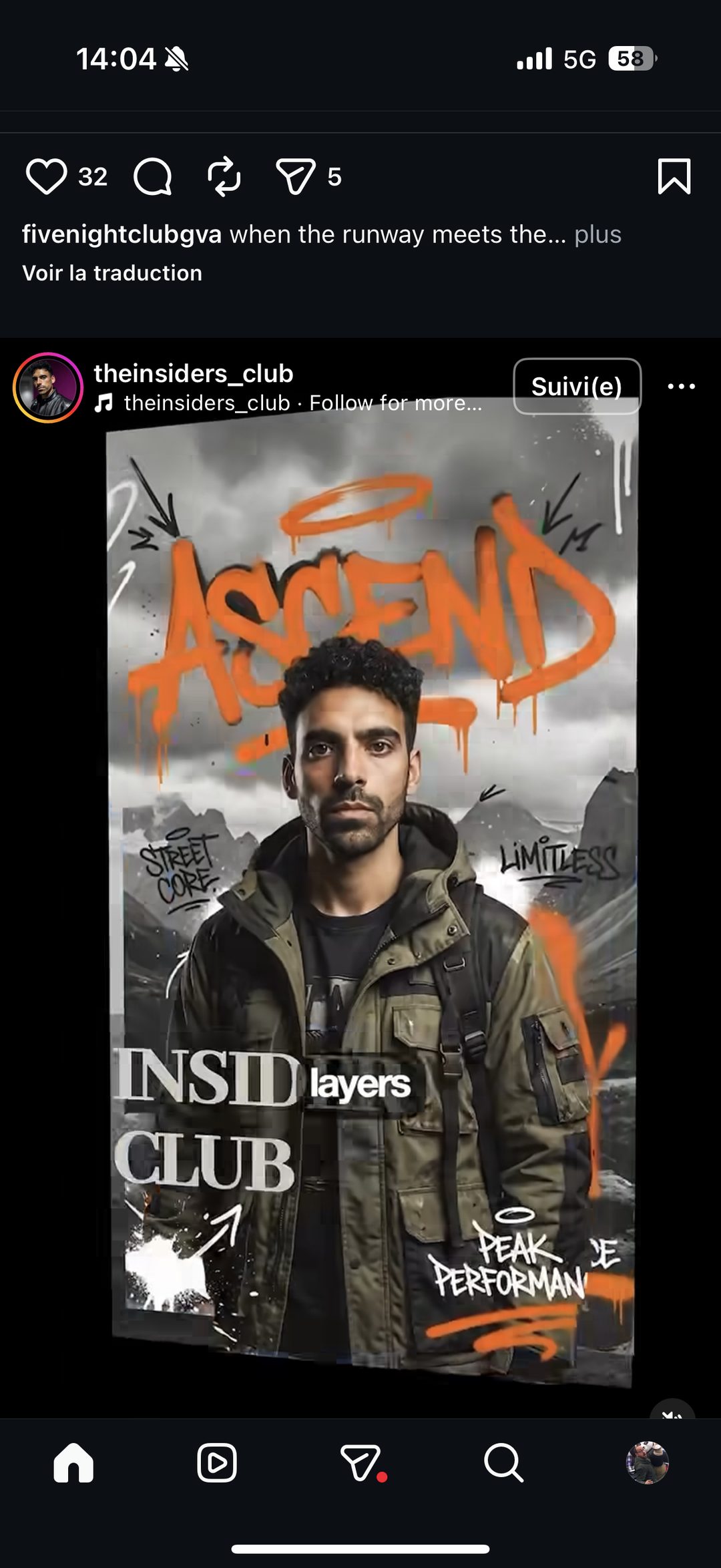 Visuel streetwear "ASCEND" mêlant graffiti et photo, Insider Club