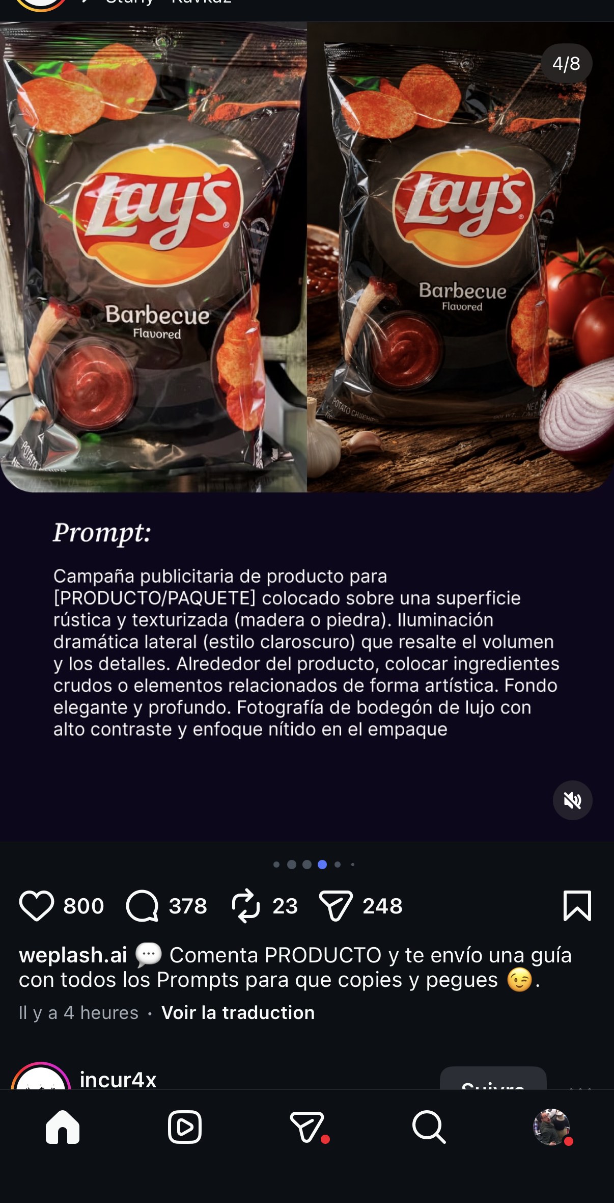 Chips Lay's Barbecue — bodegón rustique, prompt « Campaña publicitaria de producto... superficie rústica y texturizada »