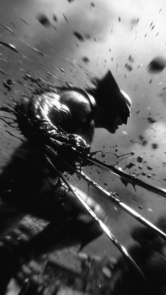 Wolverine griffes sorties noir et blanc filé de mouvement