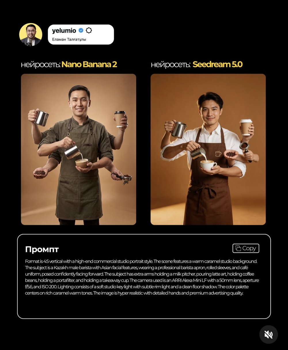 Barista kazakh multi-bras — portrait studio caramel