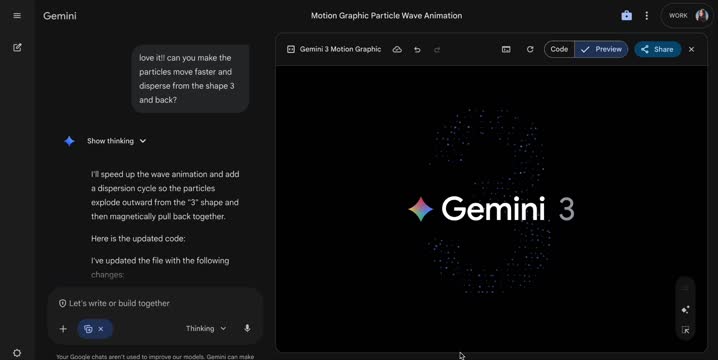 Gemini 3 Canvas pour du motion