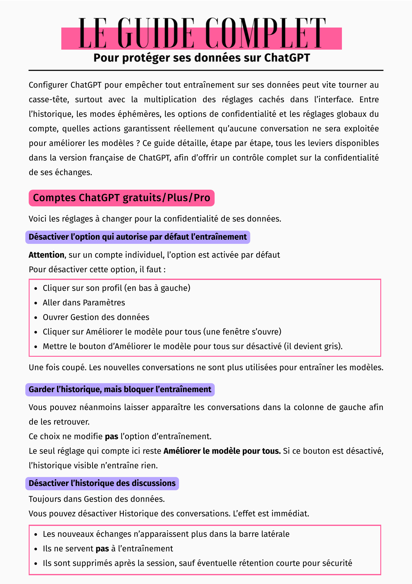 Guide ChatGPT données
