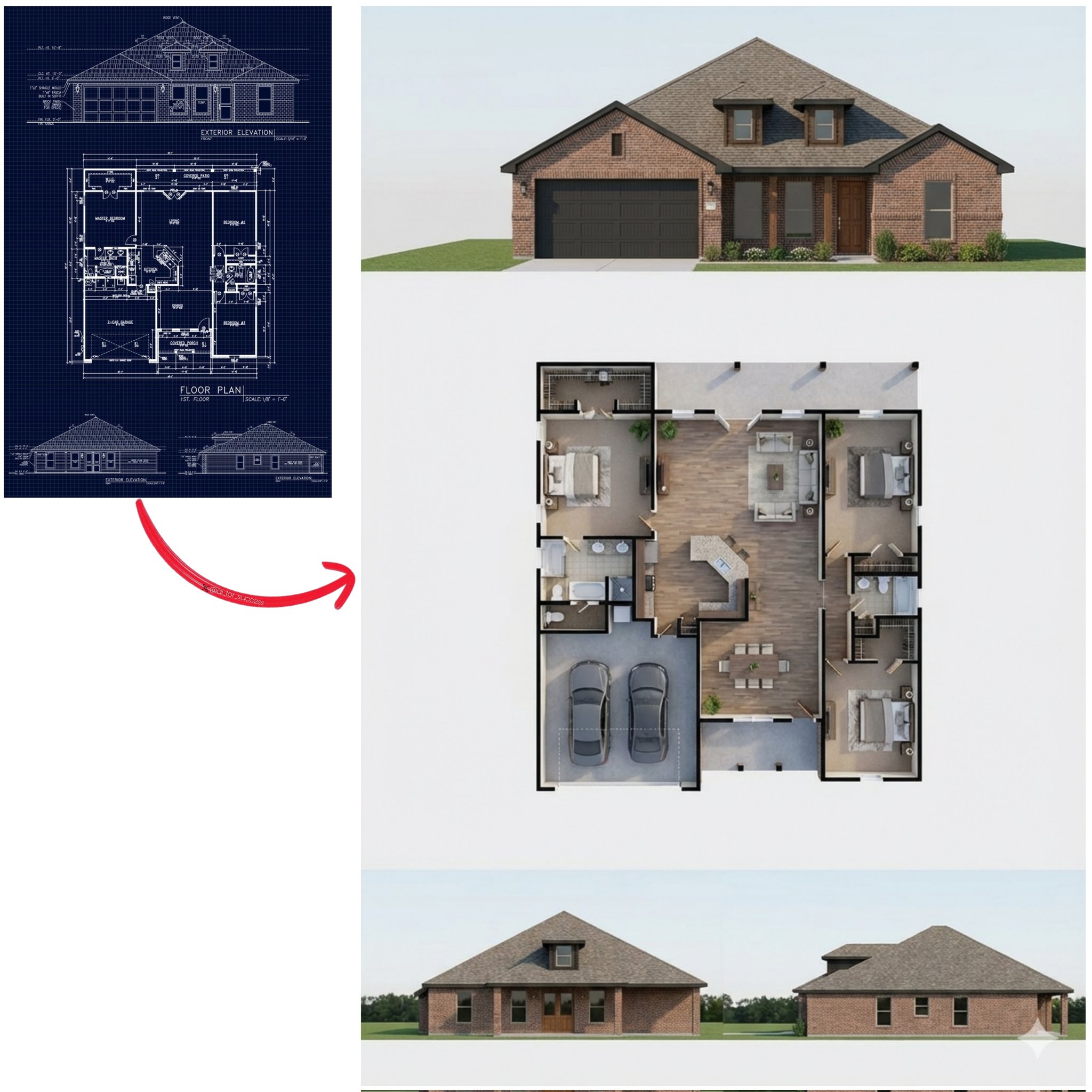 Blueprint vers rendu 3D