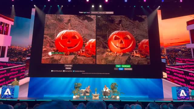 Project Light Touch — démo citrouille Halloween sur scène Adobe MAX