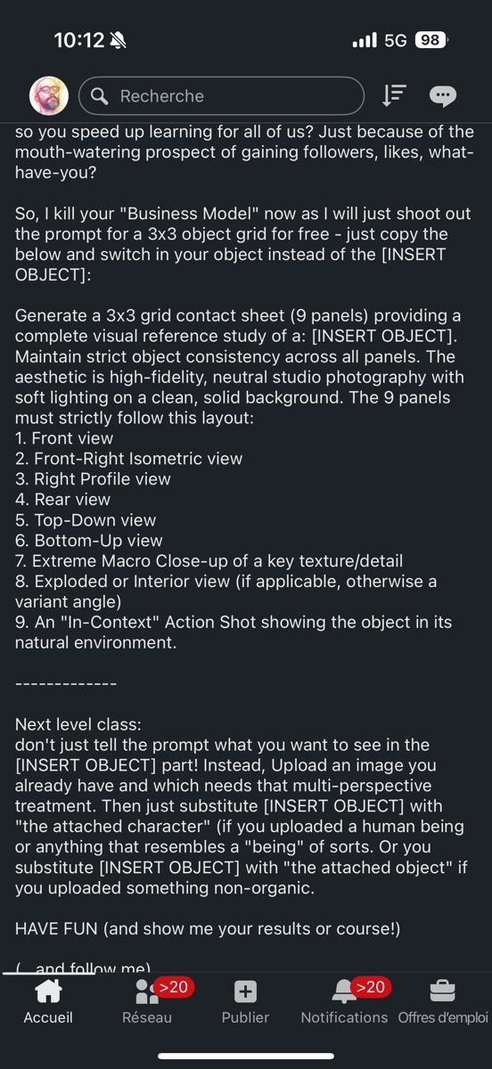 « Prompt » — contact sheet 3×3 pour shoot produit (X)