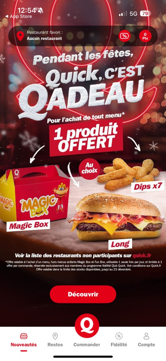 App Quick — opération de Noël « Quick, c'est Qadeau »