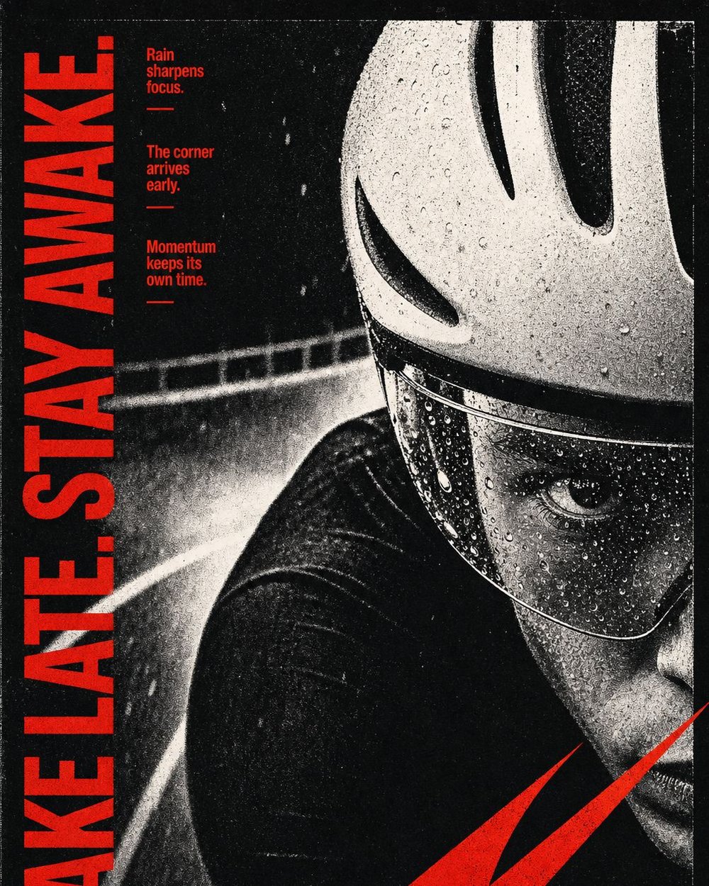 Affiche générée par prompt - Vigo Zhao - cycliste sous la pluie
