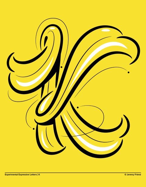 Lettering expressif animé - lettre K par Jeremy Friend