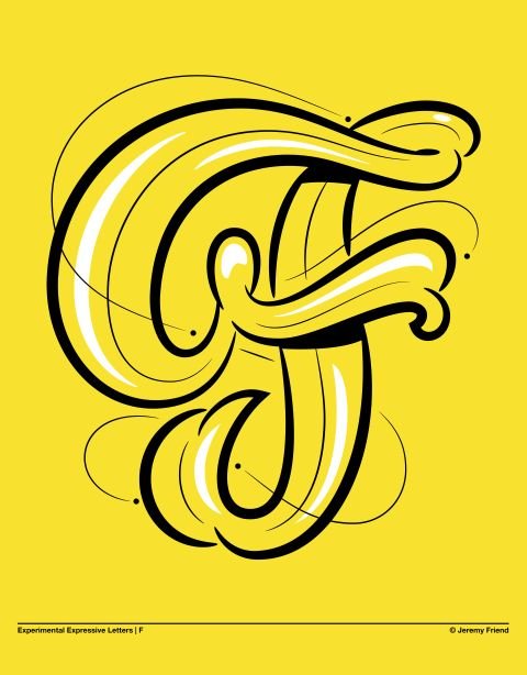 Lettering expressif animé - lettre F par Jeremy Friend