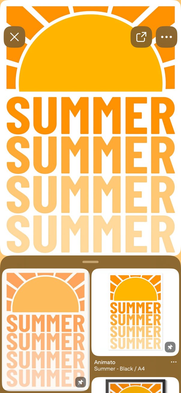 Poster Summer - lettering rétro dégradé orange sur soleil stylisé, design Animato