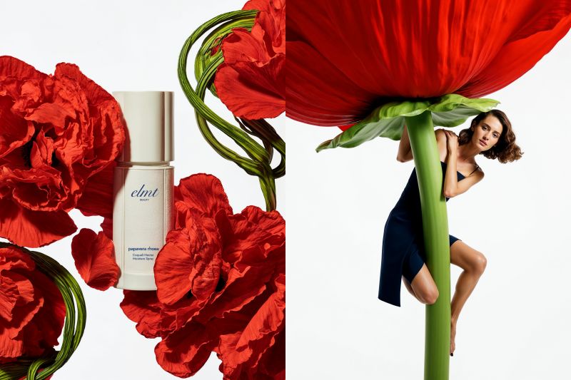 ELMT Beauty — photographie produit (thème coquelicot)